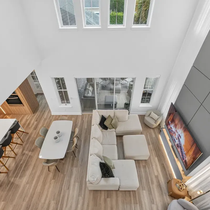 Living room from an elevated angle